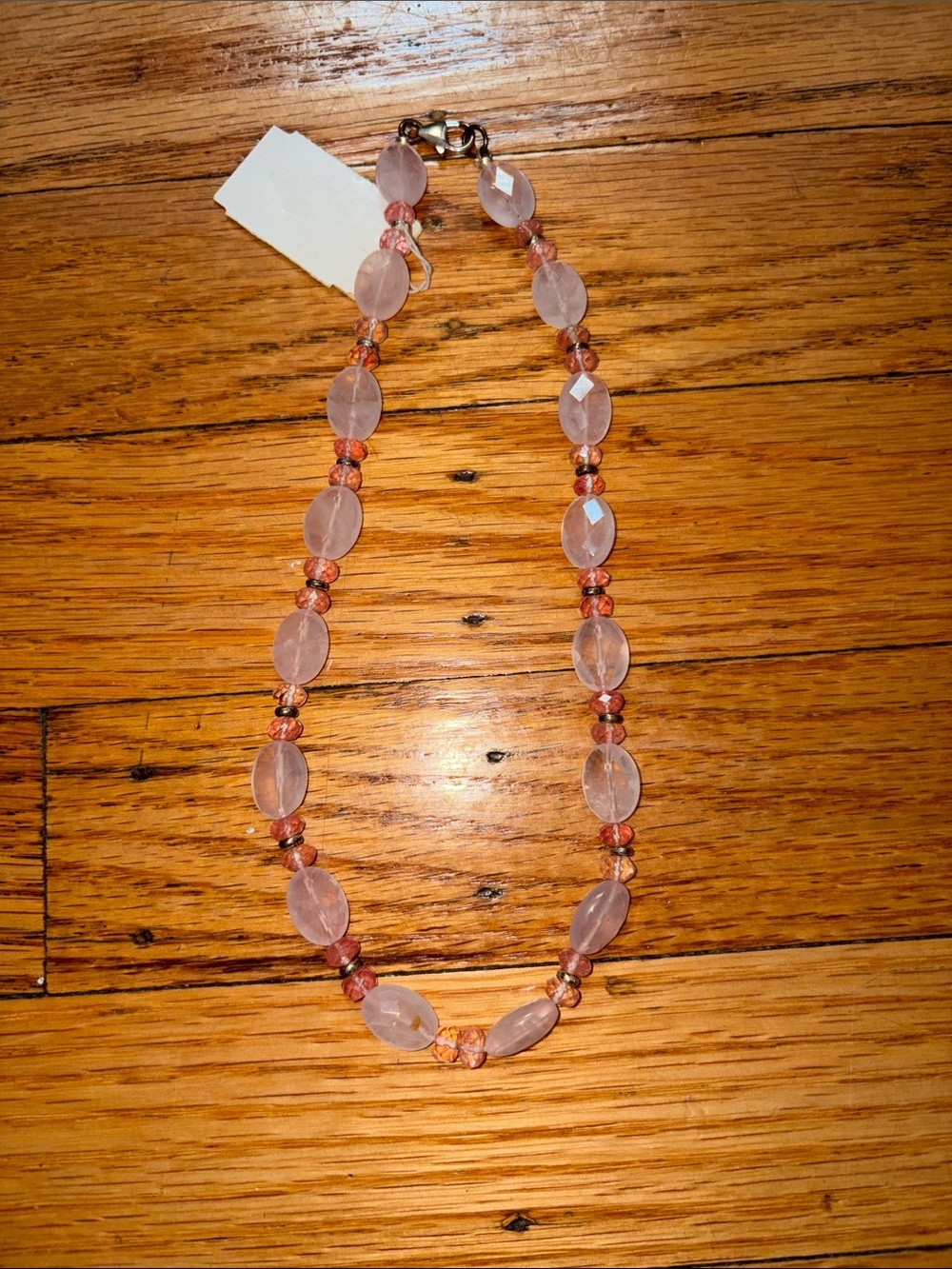 Rose Quartz Beaded Necklace - Pink Gemstone Strand